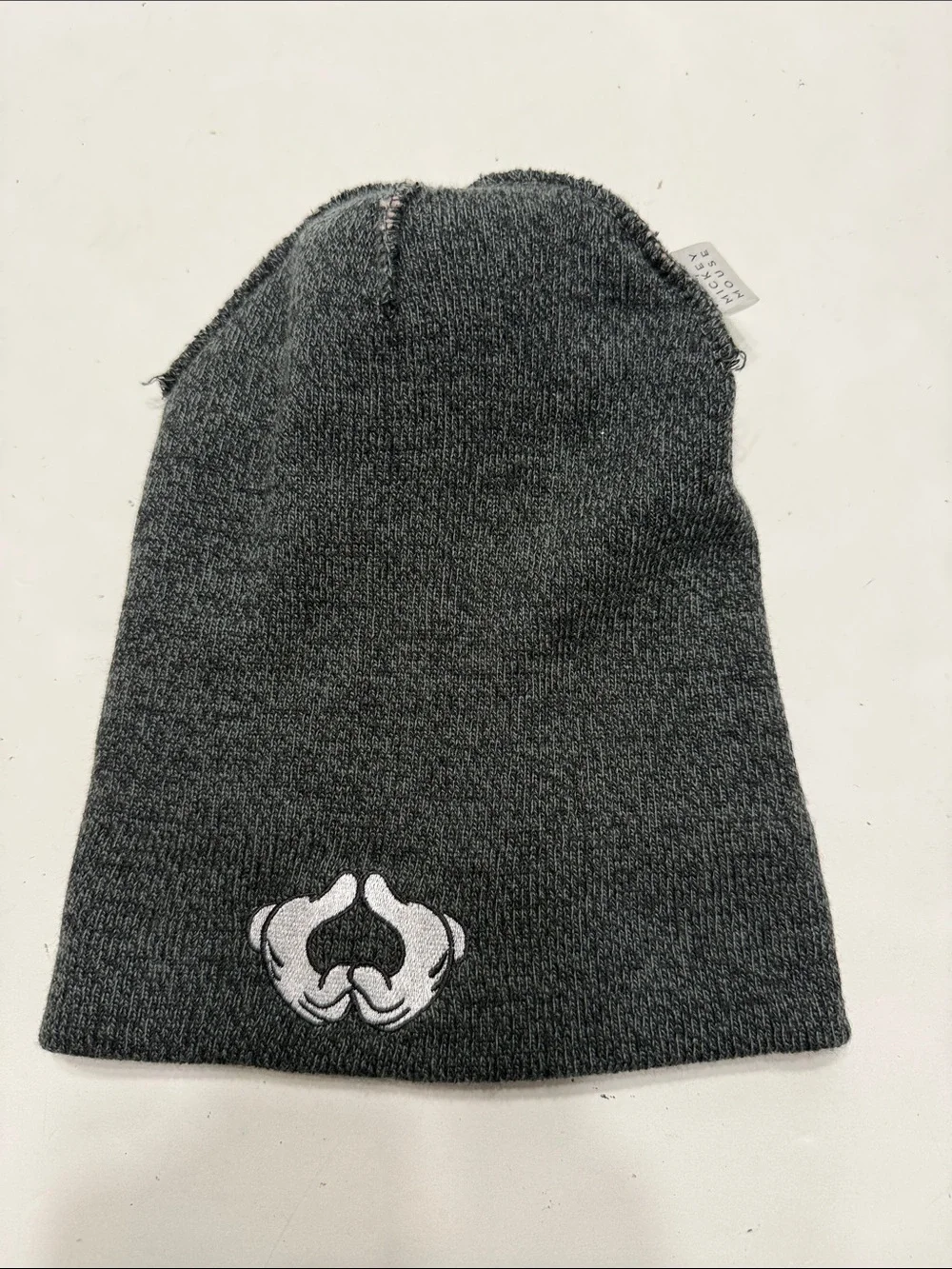 Disney Mickey Mouse Gray & Pink Pom-Top Knit Beanie with Cuffed Logo